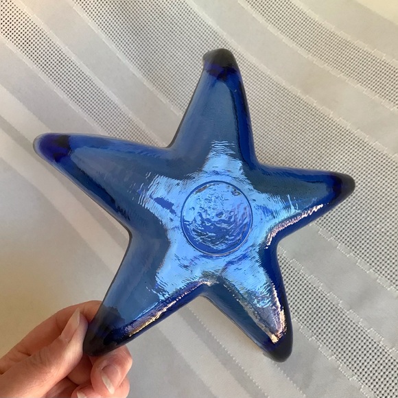 Starfish Blue Glass Dish Set of 2 - Picture 10 of 12